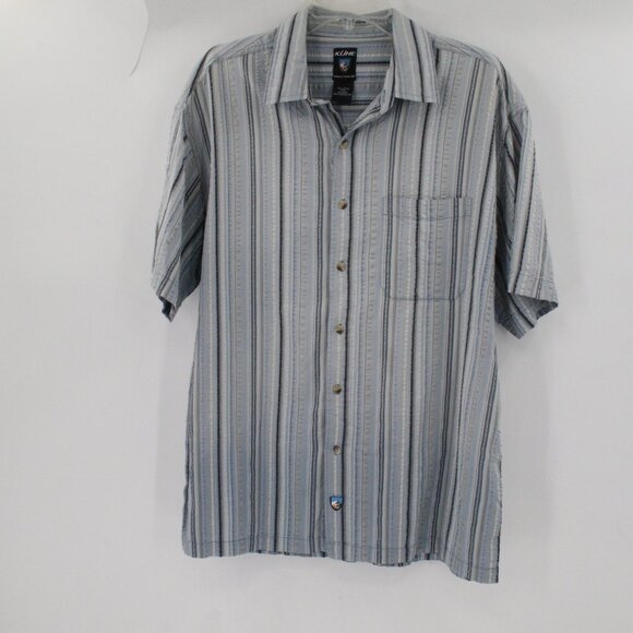 Kuhl Shirt Men’s XL seersucker Cotton Striped Hiking Short Sleeve Button Up - Picture 2 of 13